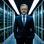 Home 10 A professional cybersecurity architect, fully clothed in a modest business suit, stands with a serious expression in a sophisticated, dimly lit data center. Holographic projections of complex encryption algorithms and rapidly moving data flows surround the individual, conveying the immediate urgency of the quantum threat. The image emphasizes the critical need for advanced security measures. Cinematic lighting, high-tech futuristic environment, safe for work, appropriate content, perfect anatomy, correct proportions, natural pose, well-formed hands, proper finger count, natural body proportions, professional photography, high quality, family-friendly.
