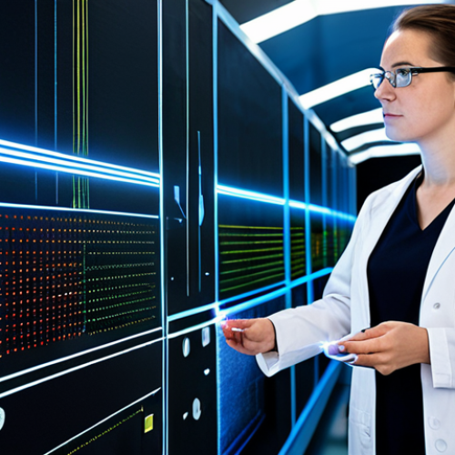Home 21 A professional female quantum physicist in a modest lab coat, standing in a state-of-the-art quantum research lab. She is intently observing a complex optical setup with delicate laser beams and intricate fiber optics, symbolizing the fragility and precision required for quantum key distribution (QKD). In the background, abstract, glowing data streams represent the concept of secure quantum communication. The image conveys the intricate balance between theoretical perfection and practical implementation challenges, highlighting the vulnerabilities in real-world applications. Professional dress, fully clothed, appropriate attire, modest clothing, safe for work, appropriate content, perfect anatomy, correct proportions, natural pose, well-formed hands, proper finger count, natural body proportions, professional photography, high quality.