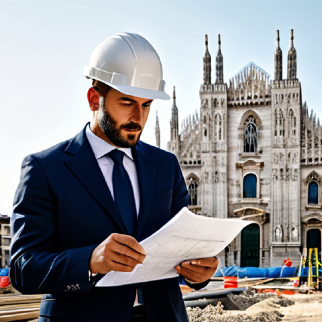 **
"A successful architect, fully clothed in stylish, modern Italian professional attire, reviewing blueprints on a construction site in Milan, with the Duomo visible in the background, safe for work, appropriate content, professional, perfect anatomy, natural pose, high quality, realistic lighting, family-friendly, modest clothing."
**