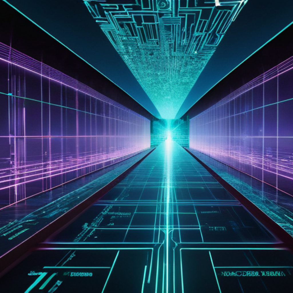 양자 암호화의 정부 정책 동향 - A cinematic, futuristic scene depicting digital data streams flowing through a complex network. The ...